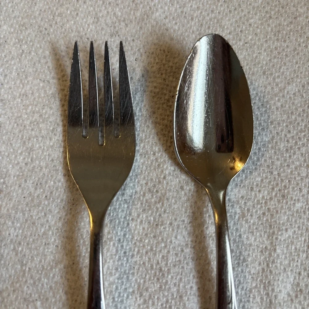 Oneida West Bend TWILIGHT ROSE Stainless Flatware 1 Teaspoon 1 Fork